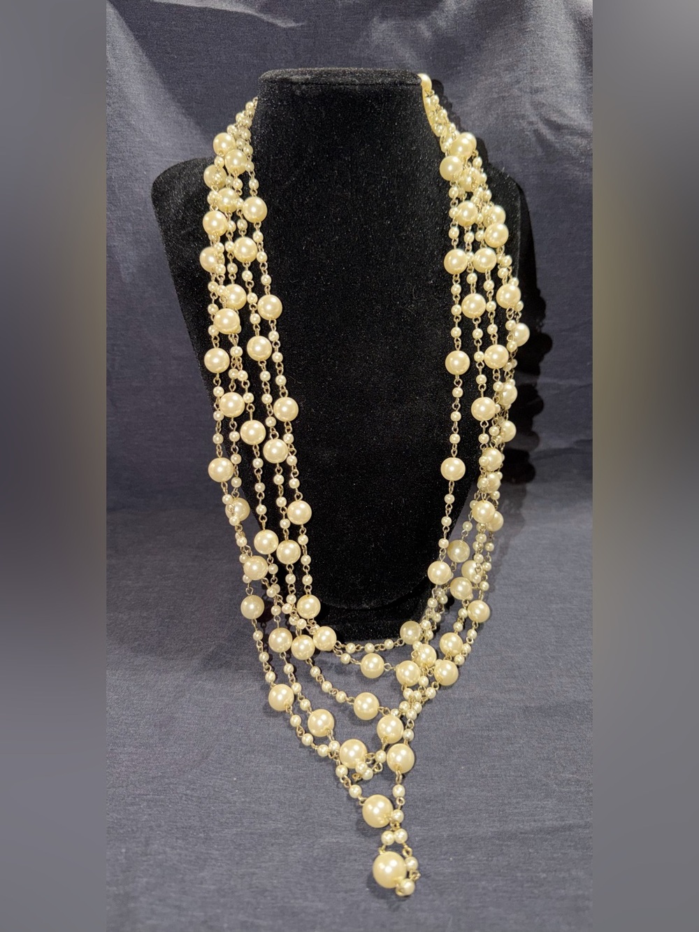 Layered Ivory Pearl and Gold-Tone Necklace